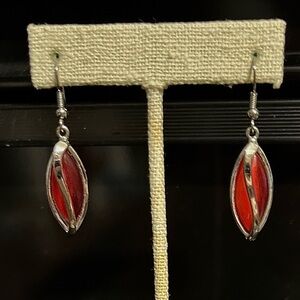 Elegant Red and Silver Dangle Earrings